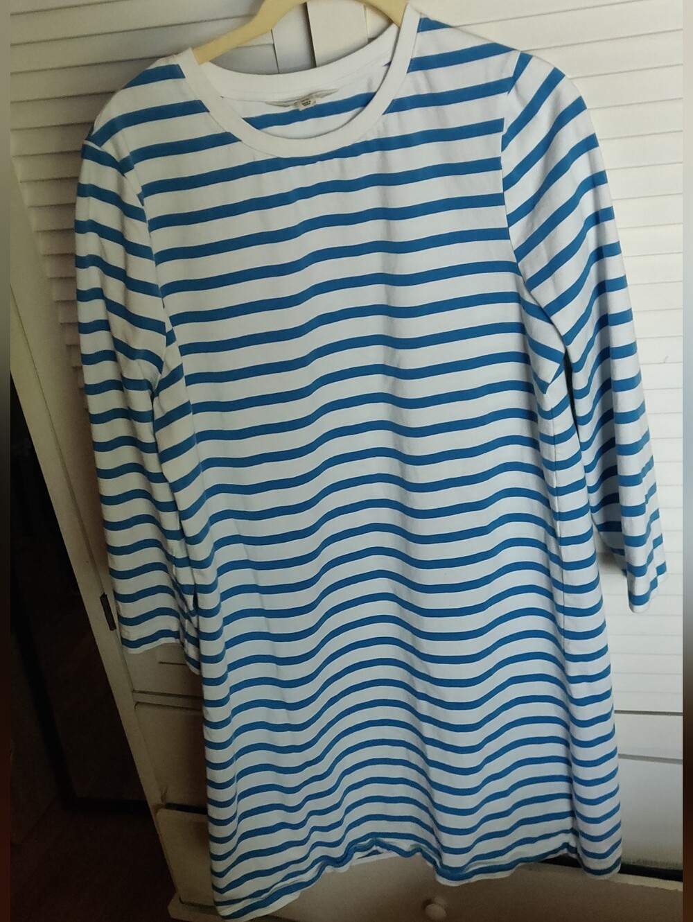 Boden Aqua Bright Blue and White Striped Shift Rugby Dress Size US 12L UK 16L